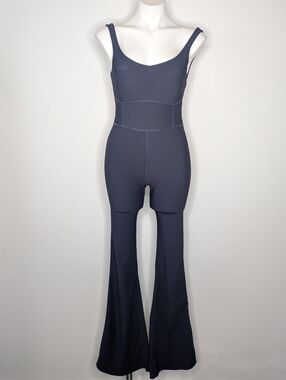 Wilo The Label Blue Flare Leg Athletic Exercise Workout Jumpsuit M